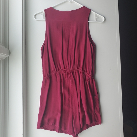 burgendy red romper with gold zipper - Picture 2 of 3